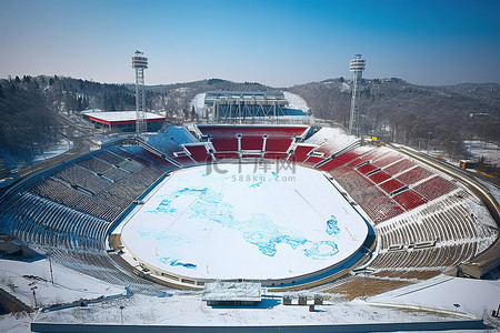 庆日国家体育场下雪了