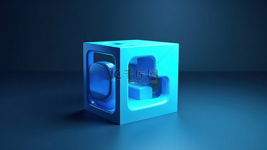 网页科技背景图片_蓝色 3D 渲染中抽象社交媒体文本框的前视图