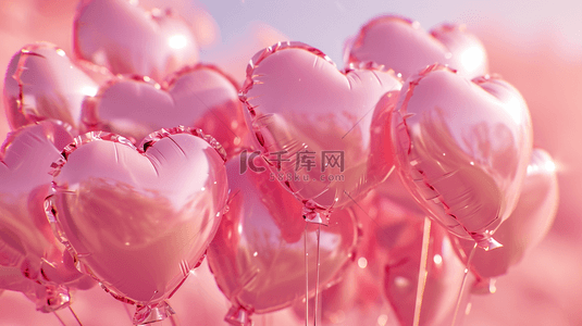 氢气背景图片_唯美漂亮粉红色儿童爱心氢气球图片2