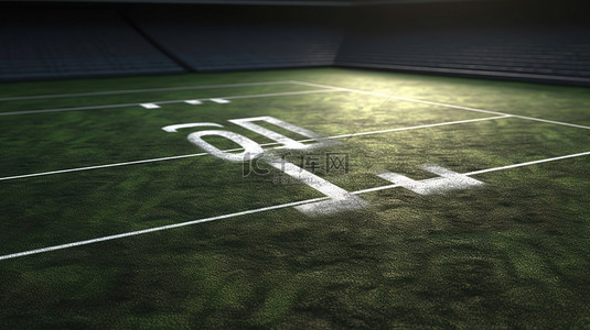 带有白色博客文本的足球场的 3D 渲染