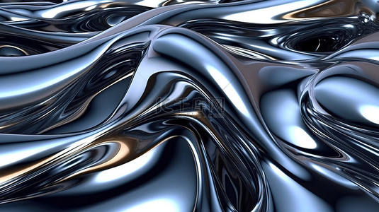 数字背景中液态金属循环的抽象 3D 渲染