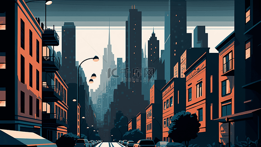 城市建筑插画背景