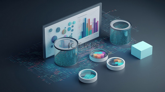 3D 业务策略 SEO 优化网络数据分析和营销概念的插图