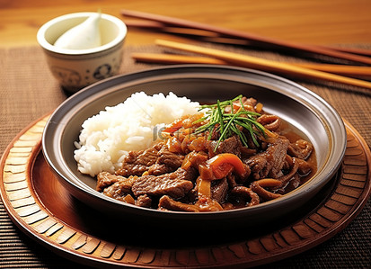韩式牛肉炖菜盘配米饭