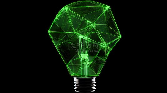 清解背景图片_几何多边形丛式绿色灯泡在 3d 渲染白色背景