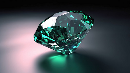 祖母绿钻石宝石的 3d 渲染