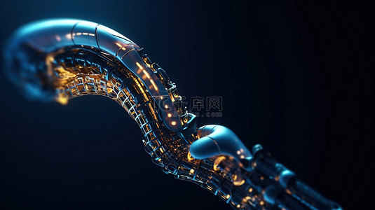 科技脑背景图片_电路脑机器人手臂革命性人工智能技术的 3D 渲染图像