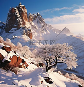 智利的冬天山风景照片