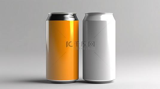 啤酒背景图片_啤酒可乐苏打水和能量饮料样机罐的空白模板 3D 渲染