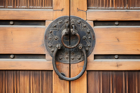 木门背景图片_亚洲门上有环的旧木门