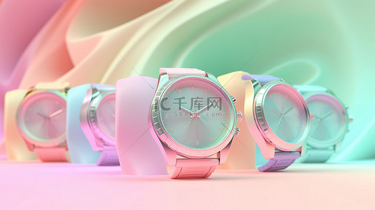 手表的柔和彩色 3d 插图