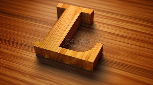 3d 渲染的字母 l 的木质角度字体