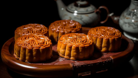 中秋节月饼节背景图片_中秋节美食月饼