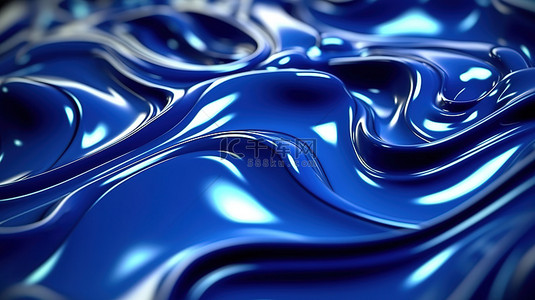 科技循环背景图片_深蓝色金属液体抽象动画的循环 3D 渲染