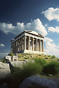 雅典一座山上的希腊神庙
