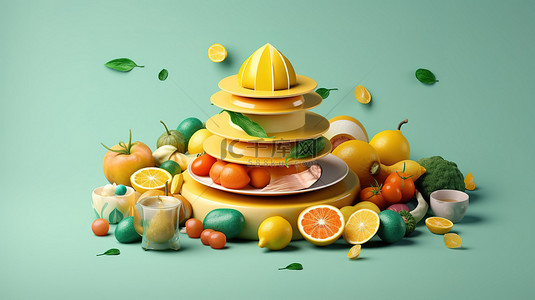 甜美简约背景图片_3D 渲染中的创新简约食品概念