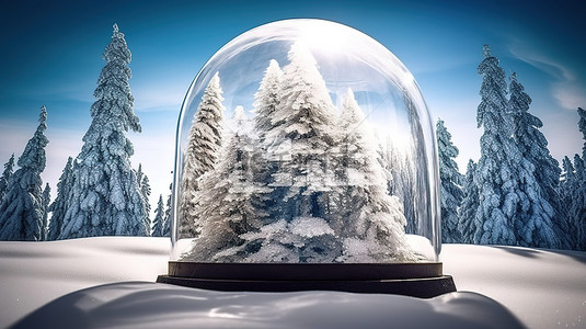 冬季的树背景图片_3d 松树雪球