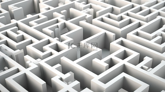 3d 等距迷宫立方体概念图与白色背景上的迷宫抽象设计