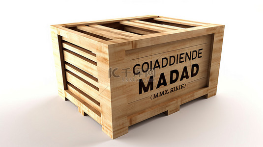 大型商品背景图片_3D 渲染的大型木箱，白色背景上带有“加拿大制造”文字