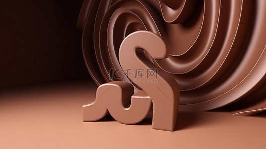 极具吸引力的 3D 渲染棕色贴纸具有抽象形状风格的超级销售折扣价标签