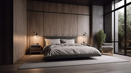 家居背景背景图片_3d 可视化的现代卧室内部