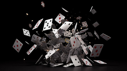 纸牌背景背景图片_扑克牌向下层叠的 3d 呈现器