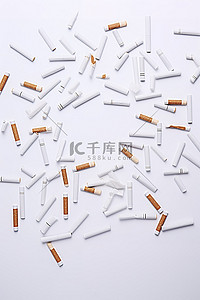 芙蓉王香烟背景图片_白色香烟随机散落在白色背景上