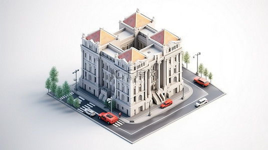 城市现代等距金融大楼的 3d 渲染