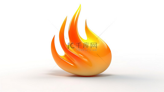 火球背景图片_带有孤立象征性火焰的白色背景的 3d 插图