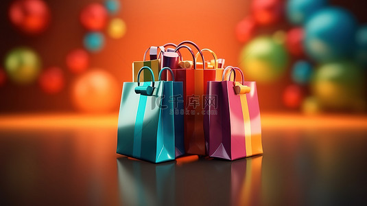 黑色星期五背景图片_黑色星期五超级销售期间购物袋圣诞节和新年促销的 3D 渲染