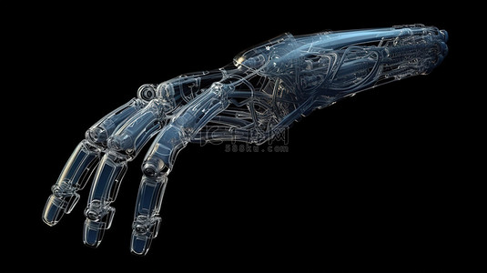 在 3D X 射线渲染中隔离在黑色机械臂或机器人手上
