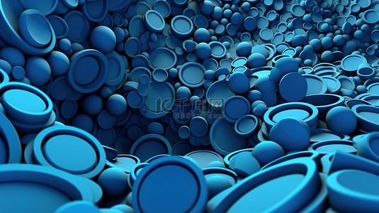 3D 渲染的蓝色色调的艺术背景