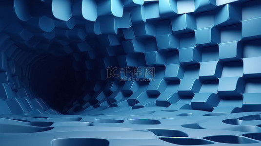 城牆背景图片_豪华蓝色抽象波浪建筑 3D 渲染墙背景，用于网站演示和作品集