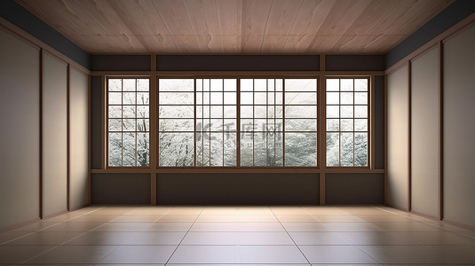 日式背景背景图片_1 受禅宗启发的极简日式房间 3D 渲染