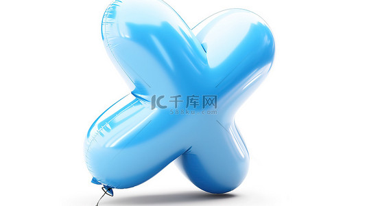 蓝色气球卡通字体 x 有趣俏皮的优质 3D 插图