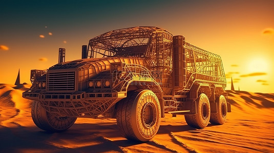 工地背景图片_黄金时段的汽车装配3D艺术诠释
