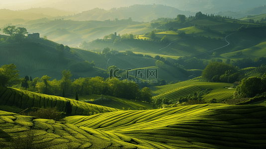 电脑背景图片_春天山野晨曦风光春天风景壁纸设计图