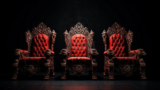 首席执行官背景图片_现代黑色扶手椅围绕着 3D 渲染的红色皇家宝座，彰显大胆的领导力宣言