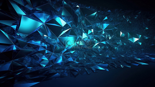 电脑桌面壁纸花背景图片_虹彩蓝色金属纹理几何结晶三角形瓷砖壁纸中的抽象多面背景