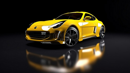 娇小的黄色跑车的 3d 渲染