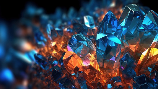 水晶图形背景图片_3d 渲染的未来水晶抽象艺术背景