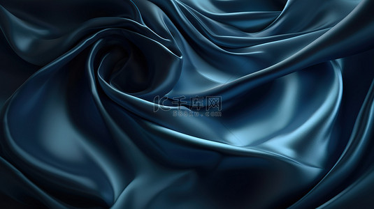 深蓝色布料背景图片_豪华深蓝色缎布背景的 3d 渲染