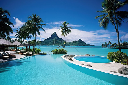 酒店背景图片_波拉波拉岛酒店 一个带小泳池的度假村
