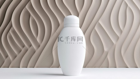 白色保健品背景图片_白色化妆品护肤瓶样机的 3D 插图