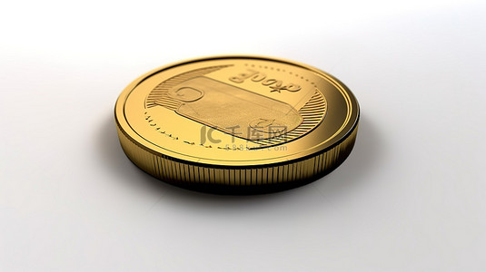 3d 渲染在白色背景上隔离的欧元金币的插图