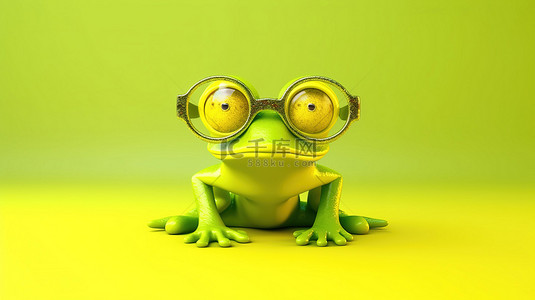 3d 渲染中的异想天开的青蛙