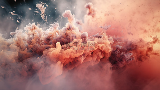 喷粉末背景图片_尘土飞扬和烟雾弥漫的背景中空气中的水滴的 3D 插图
