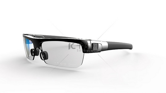 3d 渲染中的白色背景智能眼镜