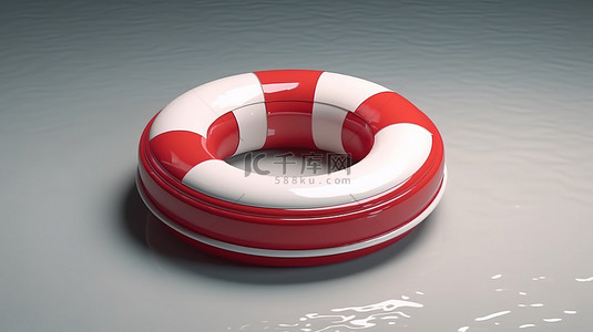 红色和白色游泳圈的 3d 渲染