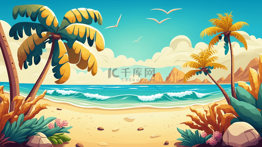 夏季海滩卡通背景